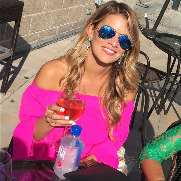 Eye of the Needle Off Shoulder Pink Dress, Size Small - Picture 6 of 7